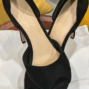 Veronica Beard Black Peep-Toe Heels with d'Orsay Cut